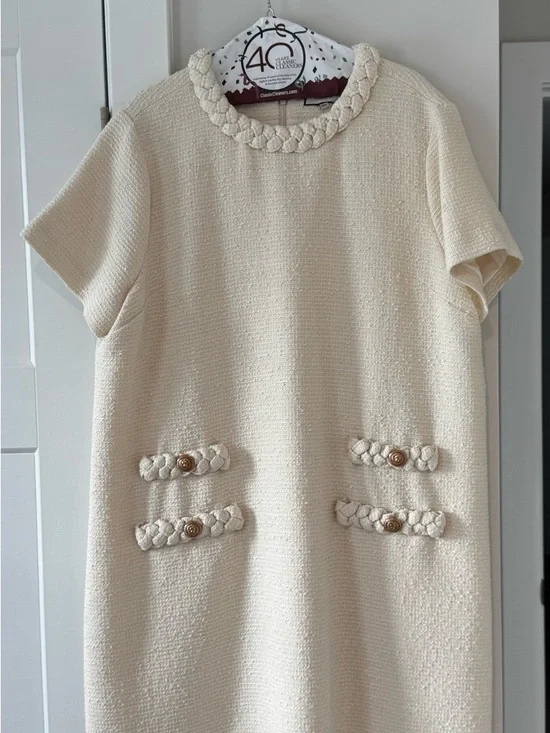 Tuckernuck Cream Jackie Tweed Shift Dress - Picture 1 of 3